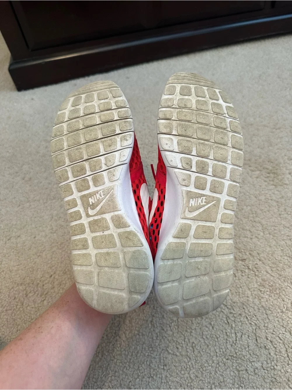 Nike Kids Red Mesh Sneakers with White Swoosh